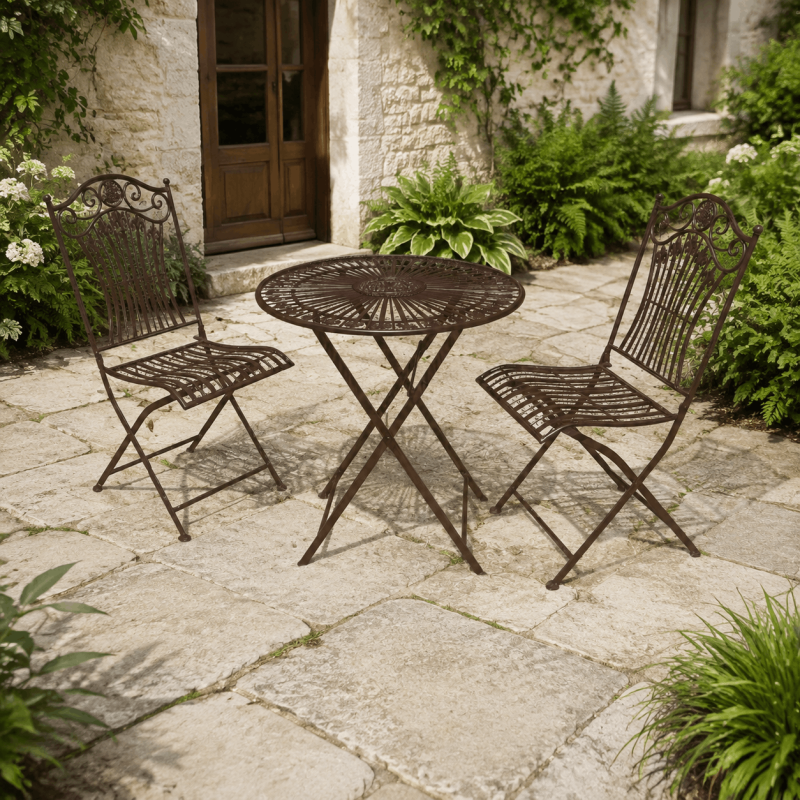 Bistro-Gartenmöbel-Set für zwei Personen in Braun