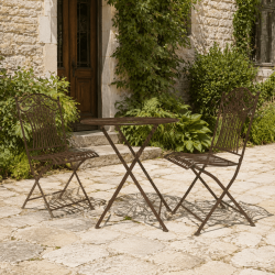 Bistro-Gartenmöbel-Set für zwei Personen in Braun