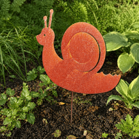 Gartendekoration Schnecke aus Metall mit erhabener Schale