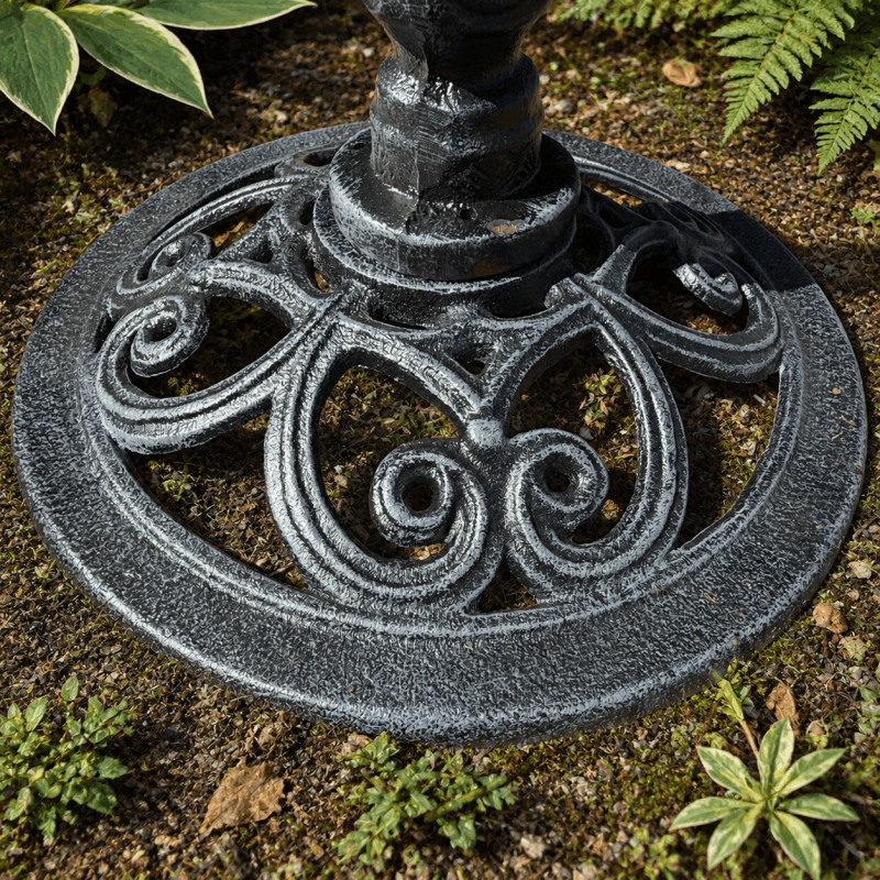 Grand bain d’oiseaux sur pied en fonte – Vasque coquillage 48 cm