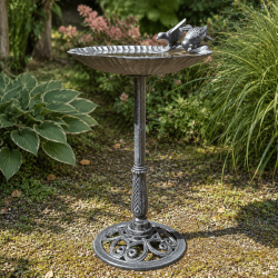 Grand bain d’oiseaux sur pied en fonte – Vasque coquillage 48 cm