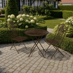 Bistro-Gartenmöbel-Set | Braun patiniert