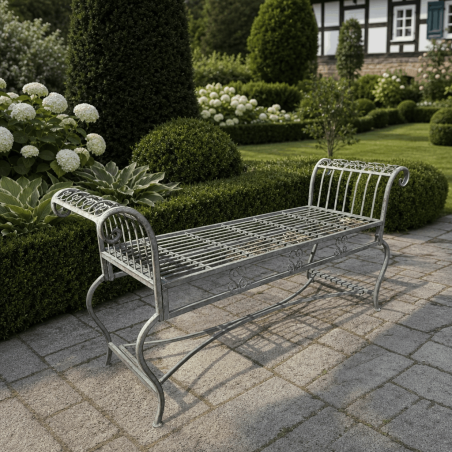 Gartenbank aus Metall | Grünspanpatina, 134 cm