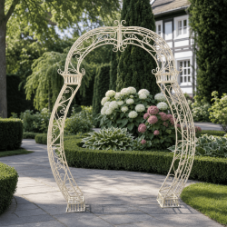 Großer Gartenbogen aus Metall | Antikweiß 242 cm