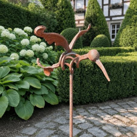 Dekorativer Vogelspieß aus rostigem Metall 114 cm | LDJ