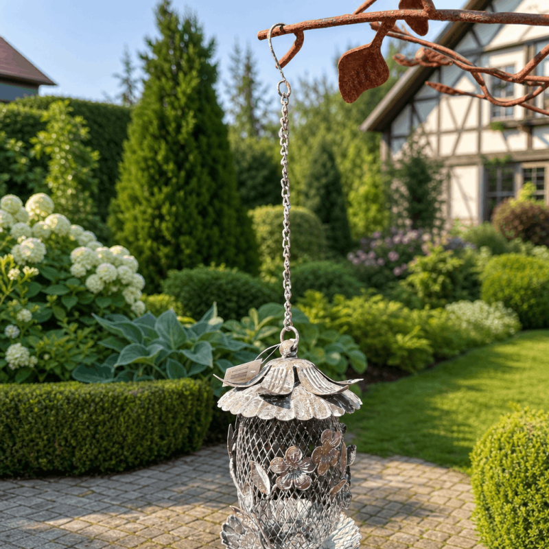 Hängendes Vogelfutterhaus aus Metallgitter – 44 cm