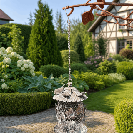Hängendes Vogelfutterhaus aus Metallgitter – 44 cm