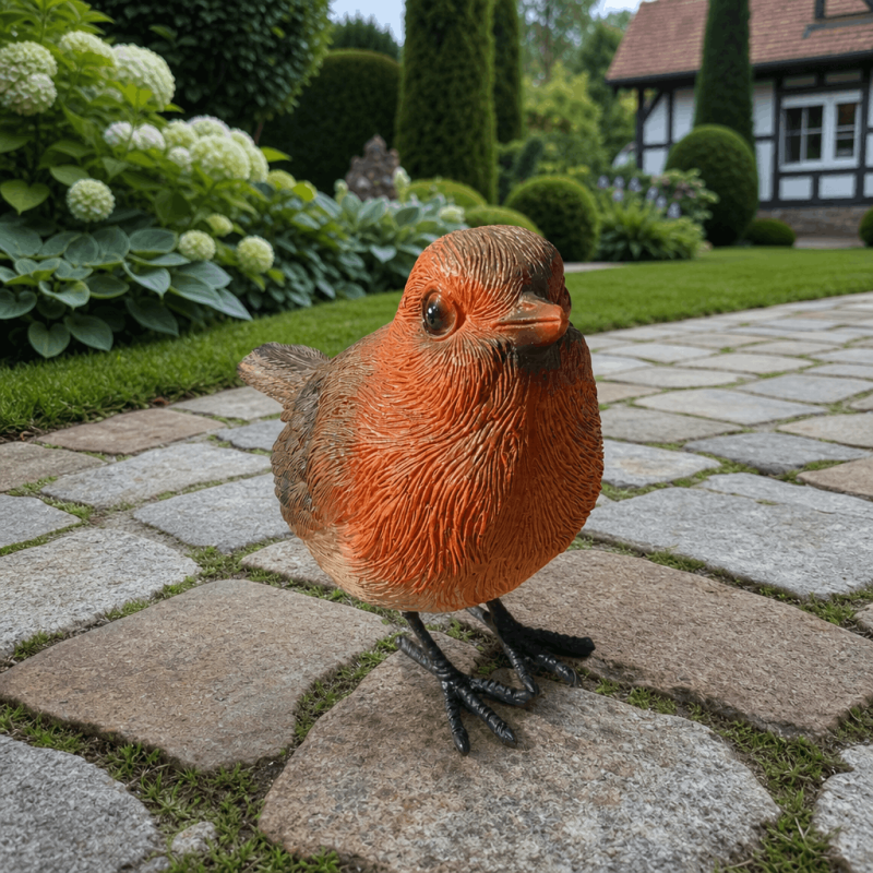 Rotkehlchenfigur aus Kunstharz | Gartendeko 9 cm