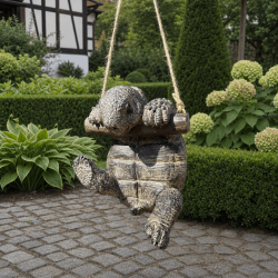 Hängende Schildkrötenfigur in Steinoptik | 13 cm