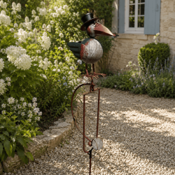 Balancierendes Garten-Mobile mit großer Metallkrähe 146 cm