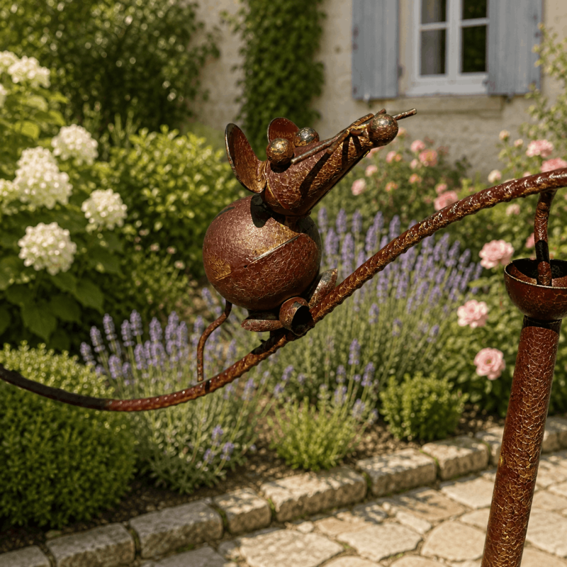 Drehendes Garten-Windspiel mit Katze und Mäusen 154 cm