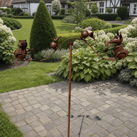 Garten-Windspiel Katze und Mäuse 154 cm | Metall