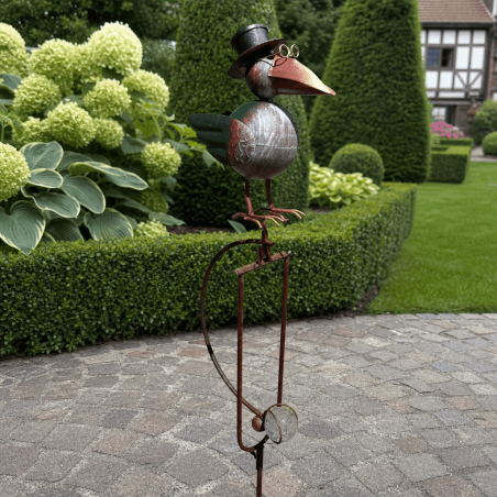Balancierendes Krähen Garten-Mobile mit Glaskugel – 146 cm