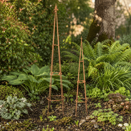 Obélisque tuteur de jardin en métal effet rouille – 150 ou 237 cm