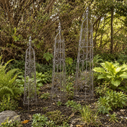 Obélisque tuteur de jardin en métal à volutes – 3 tailles