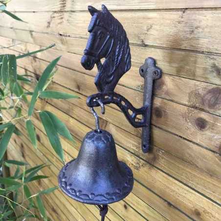 Gusseisen-Glocke für Tür, Garten und Tor mit Pferdekopf-Motiv