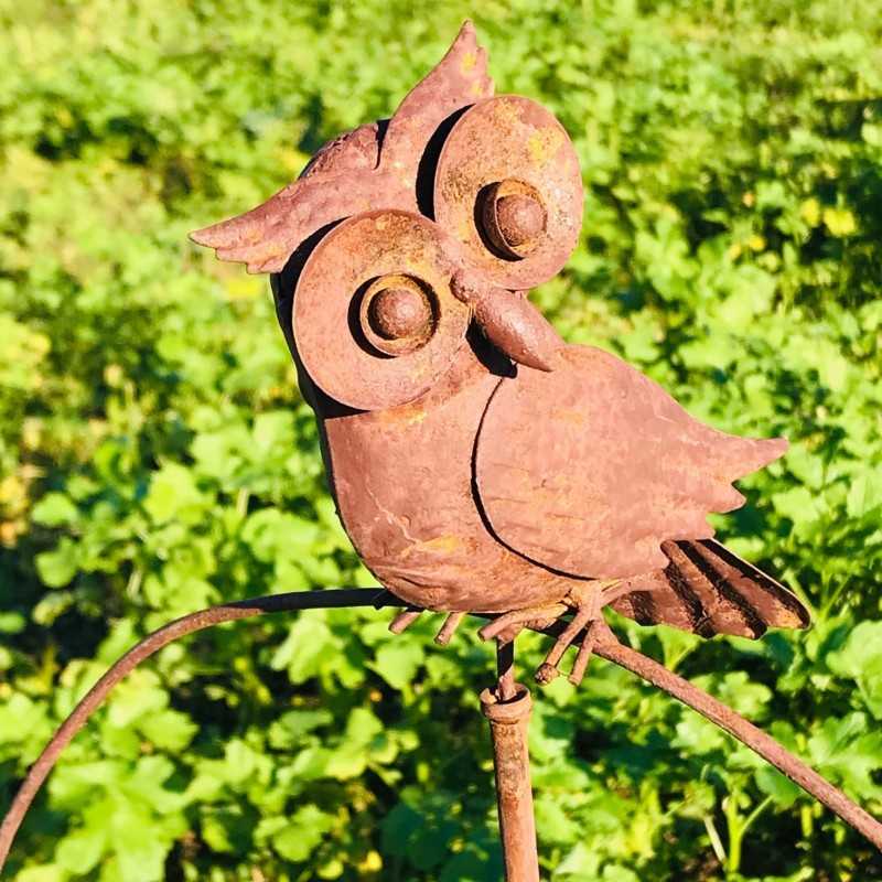 Dekorativer Gartenstecker, Eisen-Wippfigur Eule