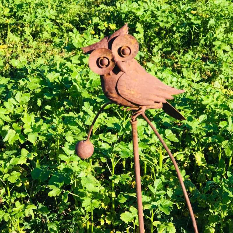 Dekorativer Gartenstecker, Eisen-Wippfigur Eule
