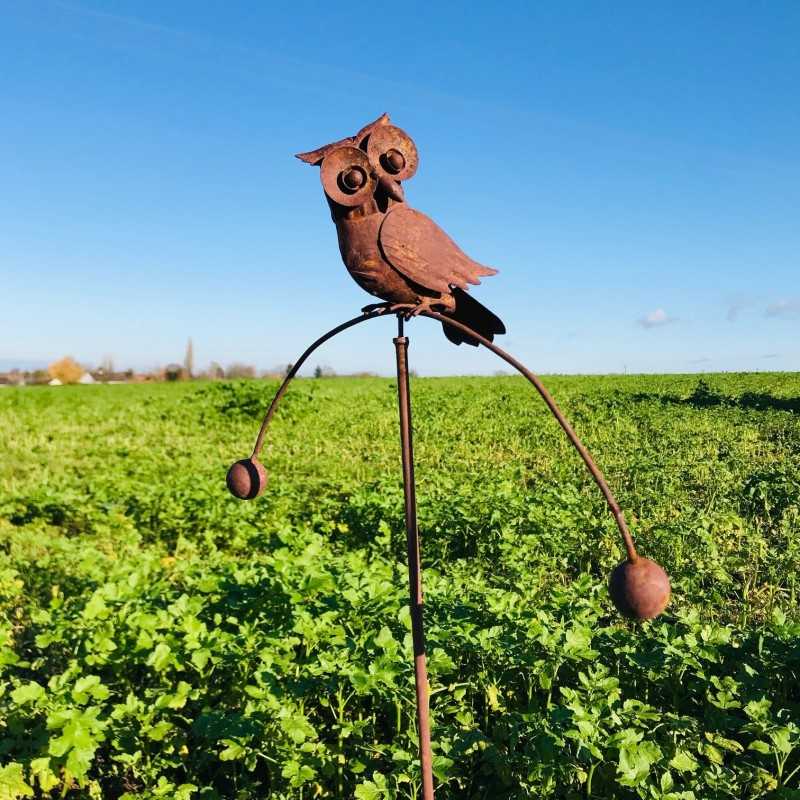 Dekorativer Gartenstecker, Eisen-Wippfigur Eule