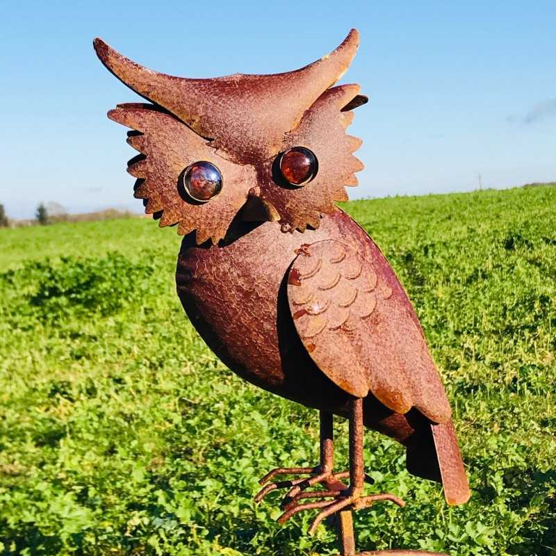 Dekoratives Garten-Windspiel aus Eisen mit Eulenmotiv