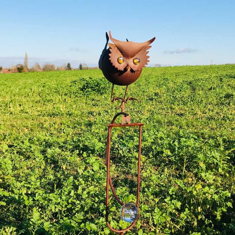 Dekoratives Gartenbalancier aus Eisen mit Eulenmotiv