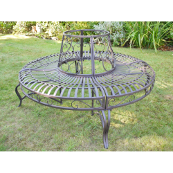 Baumbank aus Metall Ø 140 cm mit brauner Antikpatina