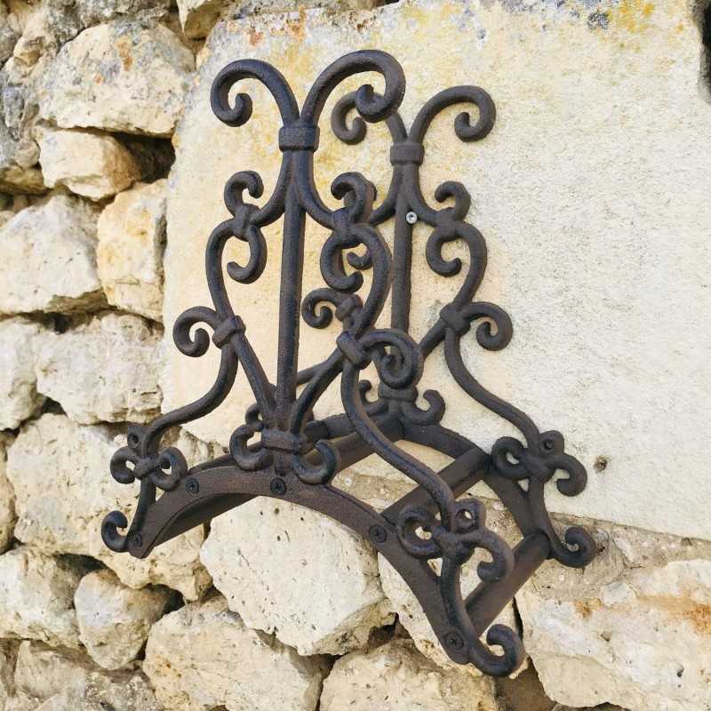 Wandhalterung für Gartenschläuche aus braunem Gusseisen, Höhe 30 cm
