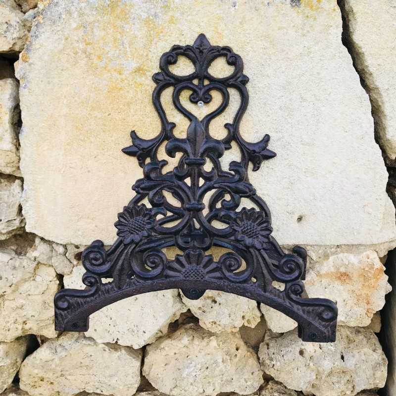 Wandhalterung für Gartenschläuche aus braunem Gusseisen, Höhe 31 cm