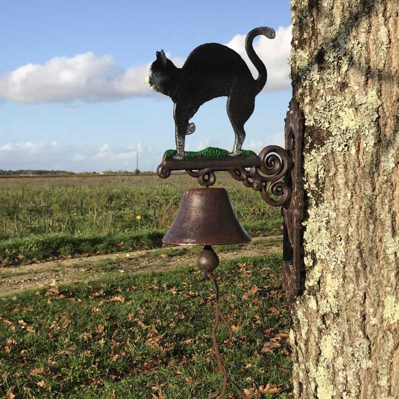 Türglocke aus Gusseisen mit schwarzer Katze | 45 cm