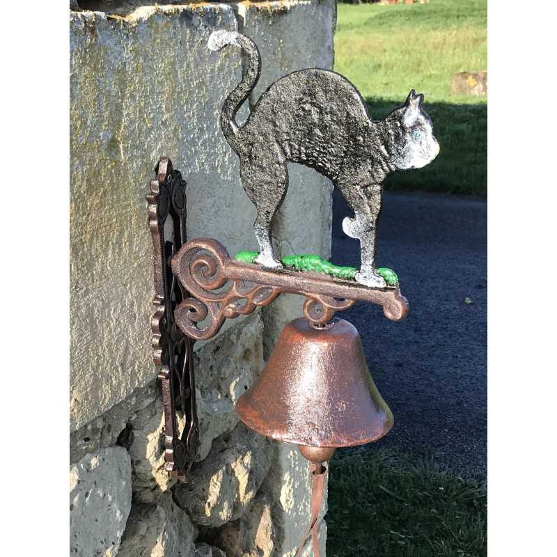 Türglocke aus Gusseisen mit schwarzer Katze | 45 cm