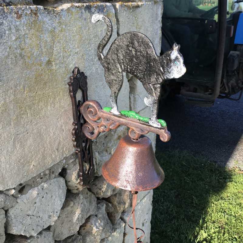 Türglocke aus Gusseisen mit schwarzer Katze | 45 cm