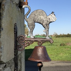 Türglocke aus Gusseisen mit schwarzer Katze | 45 cm
