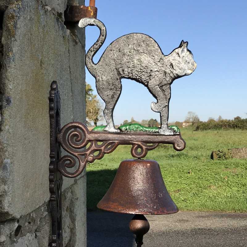 Türglocke aus Gusseisen mit schwarzer Katze | 45 cm