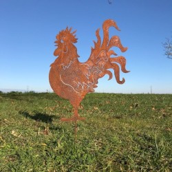 Große Metall-Silhouette Hahn zur Gartendekoration