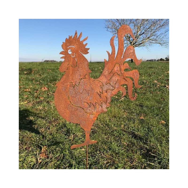 Große Metall-Silhouette Hahn zur Gartendekoration