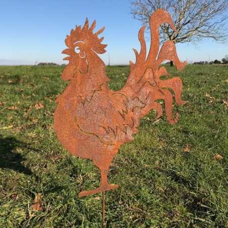 Große Metall-Silhouette Hahn zur Gartendekoration
