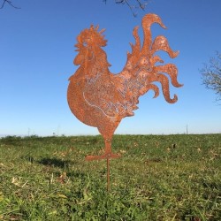 Große Metall-Silhouette Hahn zur Gartendekoration