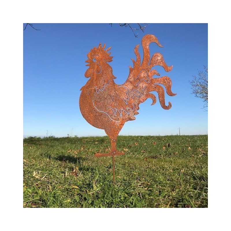 Große Metall-Silhouette Hahn zur Gartendekoration