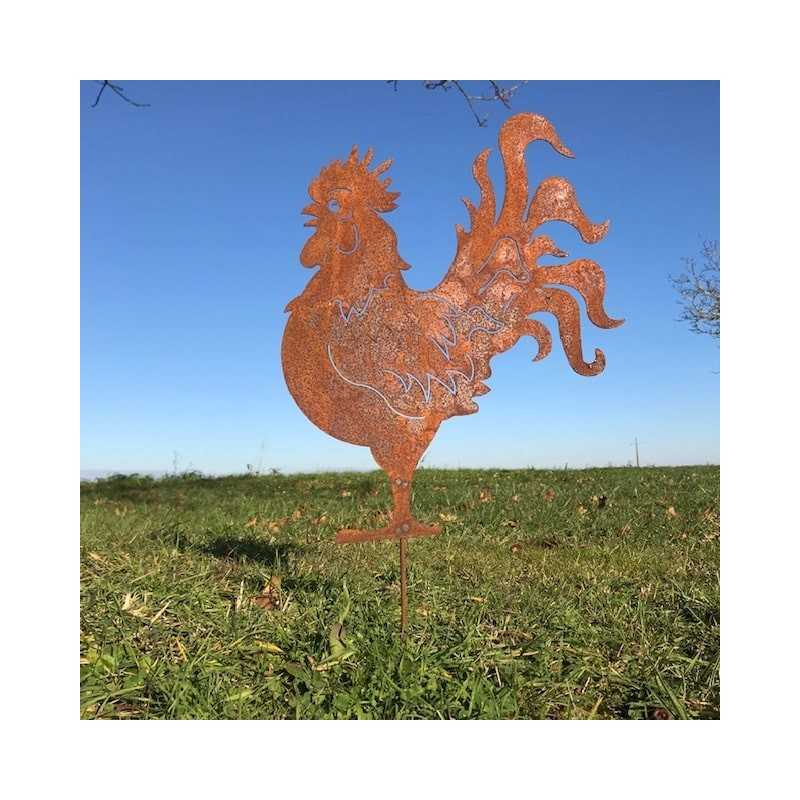 Große Metall-Silhouette Hahn zur Gartendekoration