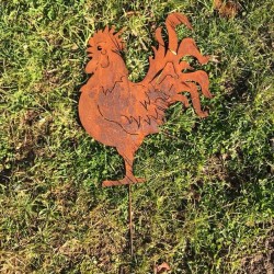 Große Metall-Silhouette Hahn zur Gartendekoration
