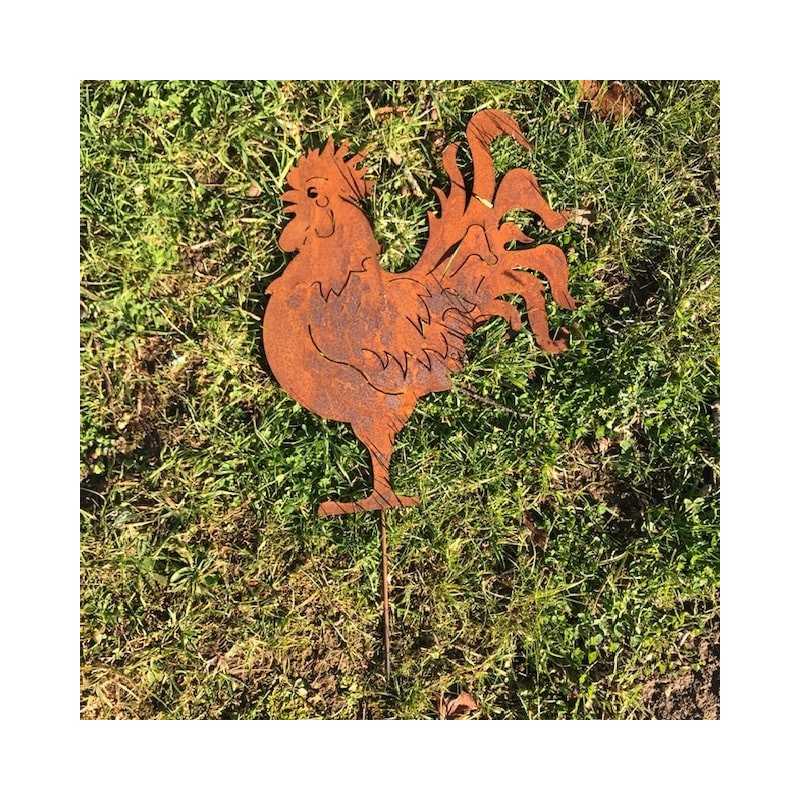 Große Metall-Silhouette Hahn zur Gartendekoration