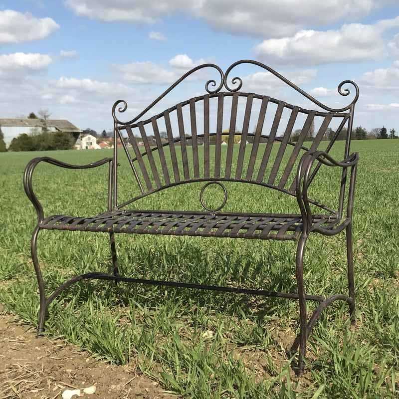 Arabesken-Gartenbank aus Schmiedeeisen