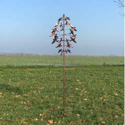 Gartenwindmühle aus Metall dekorative Gartenwindmühle mit Schwalbenmotiv Gesamtansicht