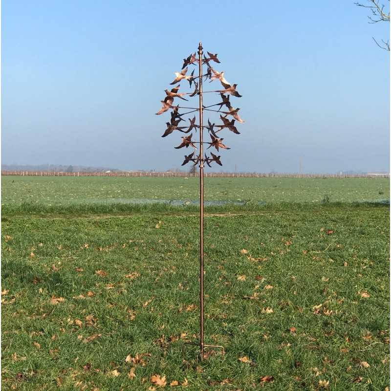Gartenwindmühle aus Metall dekorative Gartenwindmühle mit Schwalbenmotiv Gesamtansicht