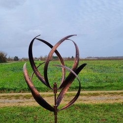 Dekorative Gartenwindmühle aus gebürstetem Kupfer-Eisen, Windmühle für den Garten CHAMBORD