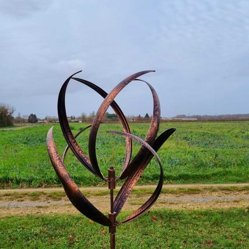 Dekorative Gartenwindmühle aus gebürstetem Kupfer-Eisen, Windmühle für den Garten CHAMBORD