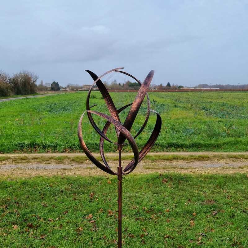 Dekorative Gartenwindmühle aus gebürstetem Kupfer-Eisen, Windmühle für den Garten CHAMBORD