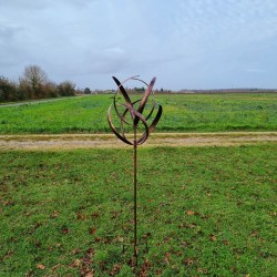 Dekorative Gartenwindmühle aus gebürstetem kupferfarbenem Eisen, Windmühle für den Garten CHAMBORD, Gesamtansicht