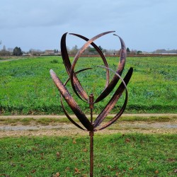 Dekorative Gartenwindmühle aus gebürstetem kupferfarbenem Eisen, Windmühle für den Garten CHAMBORD, Nahaufnahme