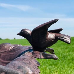 Großer Futterplatz und Vogelbad aus Gusseisen, Weinblatt braun, H-83cm